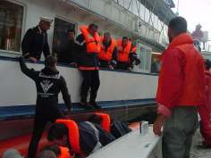 Embarquement sur la nacelle